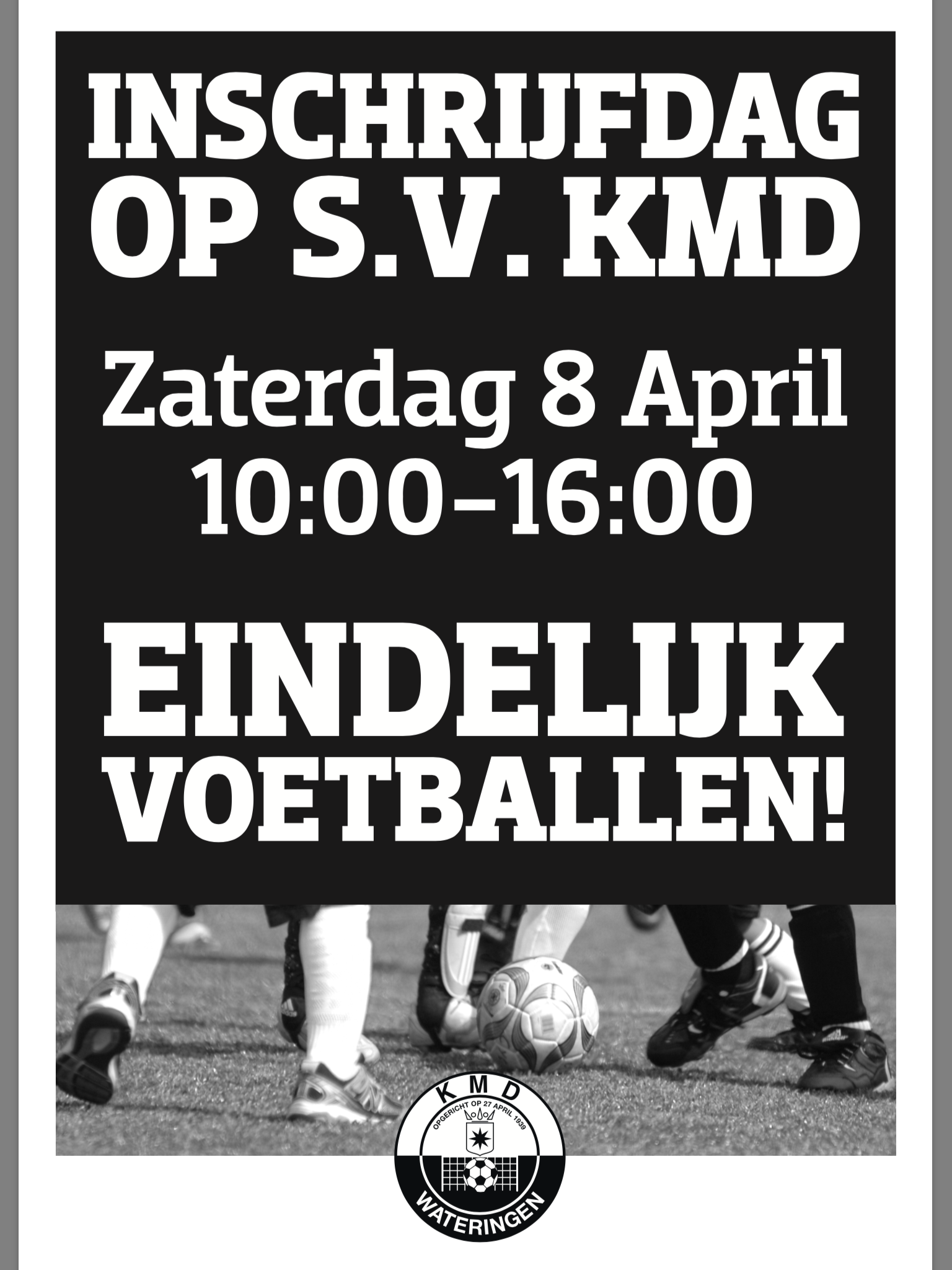 Inschrijfdag KMD op zaterdag 8 april.