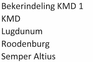 Bekerindeling KMD 1