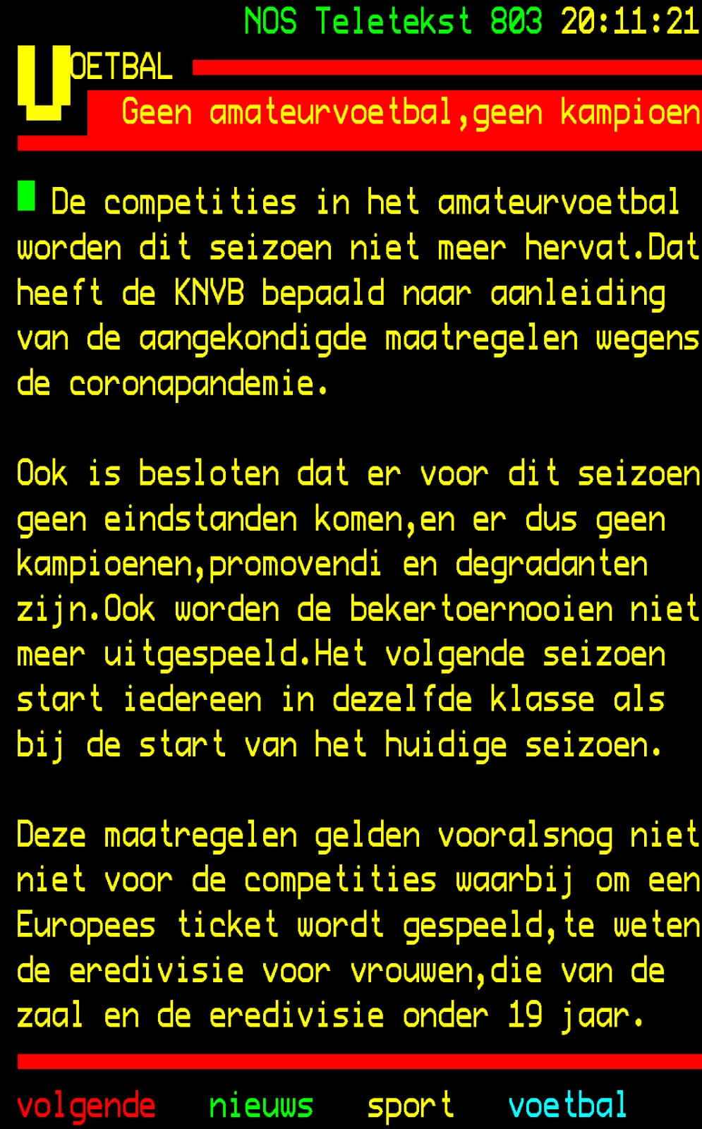 Geen amateur voetbal, geen kampioen