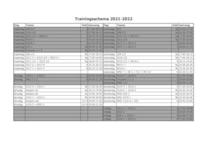 Trainingsschema 2021-2022 vs 3